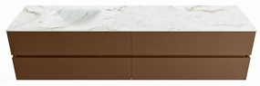 Mondiaz Vica DLux badmeubel 200cm rust 4 lades met wastafel frappe links zonder kraangat