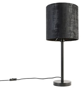 Stoffen Moderne tafellamp zwart met kap zwart 25 cm - Simplo Modern E27 cilinder / rond Binnenverlichting Lamp