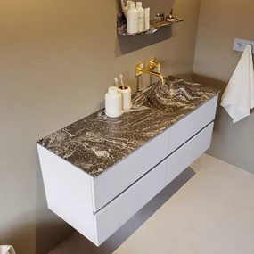 Mondiaz Vica DLux badmeubel 130cm cale 4 lades met wastafel lava rechts zonder kraangat