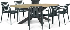 Tuinset 6 personen 240 cm Kunststof Grijs Domani Furniture Alba/Brookline
