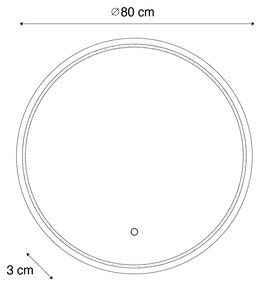 Moderne badkamerspiegel 80 cm incl. LED en touch dimmer - Sebas Modern IP44 rond Lamp