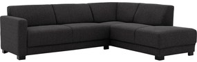 Goossens Bank My Style zwart, stof, 2,5-zits, stijlvol landelijk met chaise longue rechts