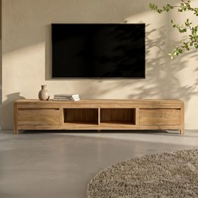 Laag Tv-meubel Teak - 2 Lades - 240cm - 240x50x37cm.