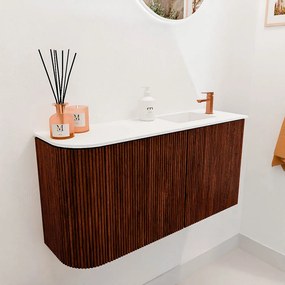 Mondiaz Joya 80cm toiletmeubel ronding links ruby met wastafel faye rechts 1 kraangat talc