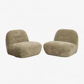 Set Van 2 Draaibare Fauteuils In Chenille Sernin Chenille Saliegroen - Sklum