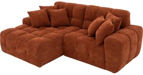 Goossens Excellent Bank Kubus - 30 X 30 Cm Stiksel rood, stof, 1,5-zits, modern design met chaise longue rechts