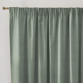 Gordijn in fluweel met aangerimpeld biesje, Velvet