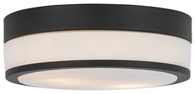 Moderne buiten plafondlamp zwart 28 cm IP44 - Flavi Modern E27 IP44 Buitenverlichting rond