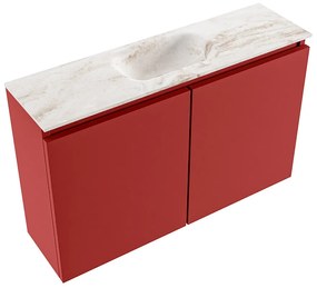 Mondiaz Ture DLux toiletmeubel 80cm fire met wastafel frappe midden met kraangat