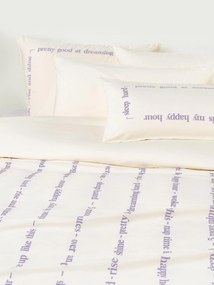 Perkal katoenen dekbedovertrek Roya met geborduurde tekst