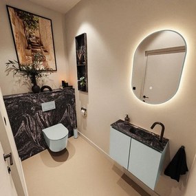 MONDIAZ TURE-DLUX 60cm toiletmeubel Greey. EDEN wastafel Lava positie rechts. Met 1 kraangat. TUREDX60GRER1LAV