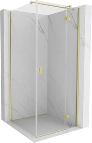 Mexen Mist-H T douchecabine draaideur rechts 90 x 90 cm, transparant, geborsteld goud - 8A5T-090-090-55-00-P