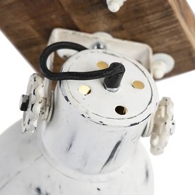 Industriële spot wit met mango hout 18 cm - Mangoes