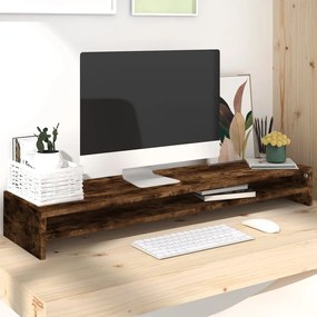 vidaXL Monitorstandaard 100x24x13 cm bewerkt hout gerookt eikenkleurig