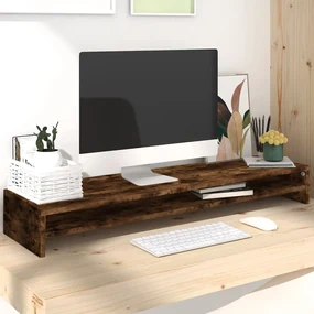 vidaXL Monitorstandaard 100x24x13 cm bewerkt hout gerookt eikenkleurig