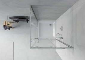 Mexen Rio vierkante douchecabine 90 x 90 cm, transparant, chroom + Flat douchebak, wit - 860-090-090-01-00-4010