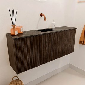 Mondiaz Joya DLux 100cm toiletmeubel walnut met wastafel faye midden zonder kraangat lava