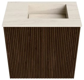 Mondiaz Joya DLux 40cm toiletmeubel walnut met wastafel faye rechts 1 kraangat meli