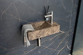 Saniclear Dark Emperador fonteinset met rechte kraan in RVS
