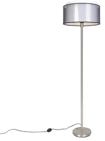 Design vloerlamp staal met zwart-wit kap 47 cm - Simplo