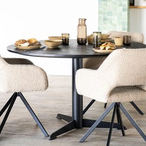 Eleonora Donny Ronde Eettafel Mangohout Zwart - 130 X 130cm.