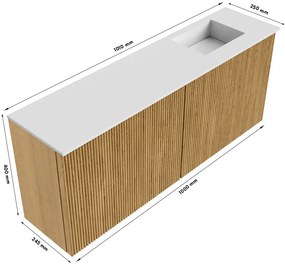 Mondiaz Joya DLux 100cm toiletmeubel dusk met wastafel faye rechts 1 kraangat frappe