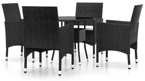 vidaXL 5-delige Tuinset poly rattan zwart