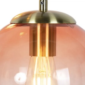 Eettafel / Eetkamer Art Deco hanglamp messing 45 cm 3-lichts roze - Pallon Art Deco E27 bol / globe / rond Binnenverlichting Lamp