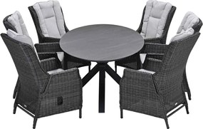 Garden Impressions Marbella verstelbare tuinset 7-delig donker grijs - Scot tuintafel 230x115 cm