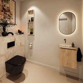 Mondiaz Ture DLux toiletmeubel 40cm washed oak met wastafel frappe links zonder kraangat