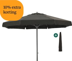 + 10% kassakorting | Parasol Shadowline Java | Inclusief hoes | Rond | 500cm | Met draaihendel | Zwart | Kees Smit Tuinmeubelen