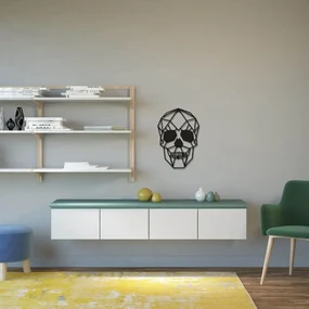 Homemania Wanddecoratie schedel 35x50 cm staal zwart
