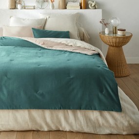 Gematelasseerd dekbed in effen fluwelen katoenen linnen, Velvet