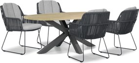 Tuinset 4 personen 200 cm Rope Grijs Domani Furniture Trivento/Brookline