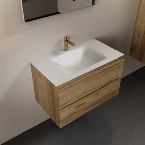 Mondiaz Aivy badmeubel 80cm chai met wastafel solid surface talc midden 1 kraangat en spiegel