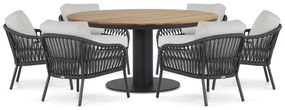 Tuinset Ronde Tuintafel 6 personen 160 cm Aluminium/rope Grijs Coco Puerto/Salerno
