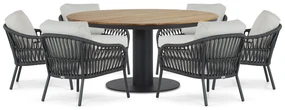 Tuinset Ronde Tuintafel 6 personen 160 cm Aluminium/rope Grijs Coco Puerto/Salerno