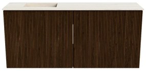 Mondiaz Joya DLux 90cm toiletmeubel walnut met wastafel faye links 1 kraangat meli