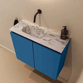 Mondiaz Ture DLux toiletmeubel 60cm jeans met wastafel glace links zonder kraangat