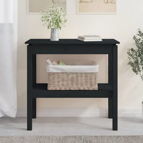 vidaXL Wandtafel 80x40x75 cm massief grenenhout zwart