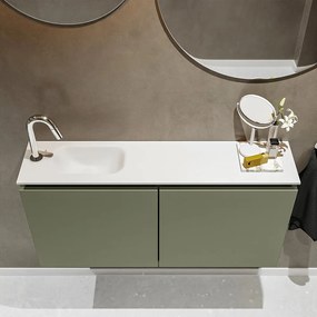 Mondiaz Ture 100cm toiletmeubel army met wastafel talc links 1 kraangat