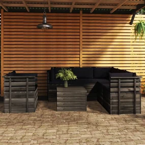 vidaXL 7-delige Loungeset met kussens pallet massief grenenhout