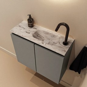 Mondiaz Ture DLux toiletmeubel 60cm smoke met wastafel glace rechts met kraangat