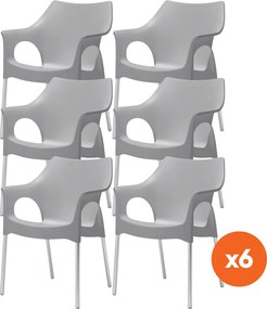 Set van 6 - Scab Ola stapelbare kunststof tuinstoel - Lichtgrijs