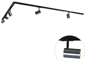 Modern railsysteem met 5 Spot / Opbouwspot / Plafondspots gunmetal 1-fase - Iconic Jeana GU10 Binnenverlichting Lamp