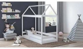 Peuter Wit  Hemelbed in de vorm van een huis - Cabana 5059914073889 Children's Beds Home, 180x80, Matras van schuim/latex van 10 cm Children's Beds Ho