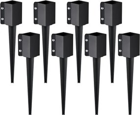 VEVOR grondpen voor hekpalen, verpakking van 8, buitendiameter 61 x 10 x 10 cm (binnendiameter 8,9 x 8,9 cm), metaal, zwart gepoedercoat, grondpen voor brievenbussen, terrassen en tuinhekken