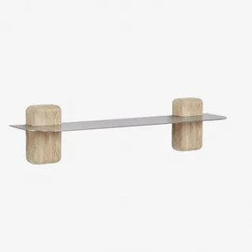 Set Van 2 Wandplanken Van Roestvrij Staal Serbian ↔︎ 80 Cm & Travertine - Sklum