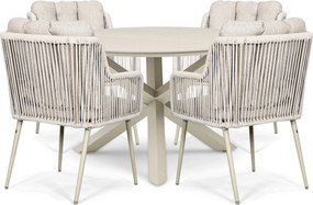 Tuinset Ronde Tuintafel 4 personen 120 cm Rope Zand/Beige  Lifestyle Garden Furniture Tivoli/Xento
