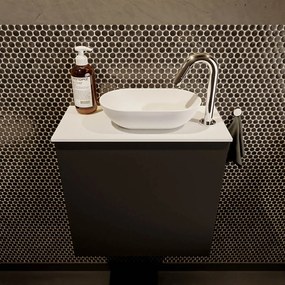 Mondiaz Fowy toiletmeubel 50cm urban met witte waskom rechts en kraangat